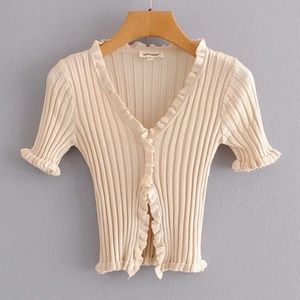 Cream cropped cardigan